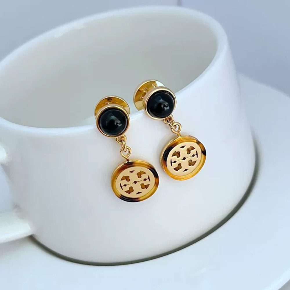 Tory Burch Acrylic Hollow Letter Metal Earrings Mother Daughter